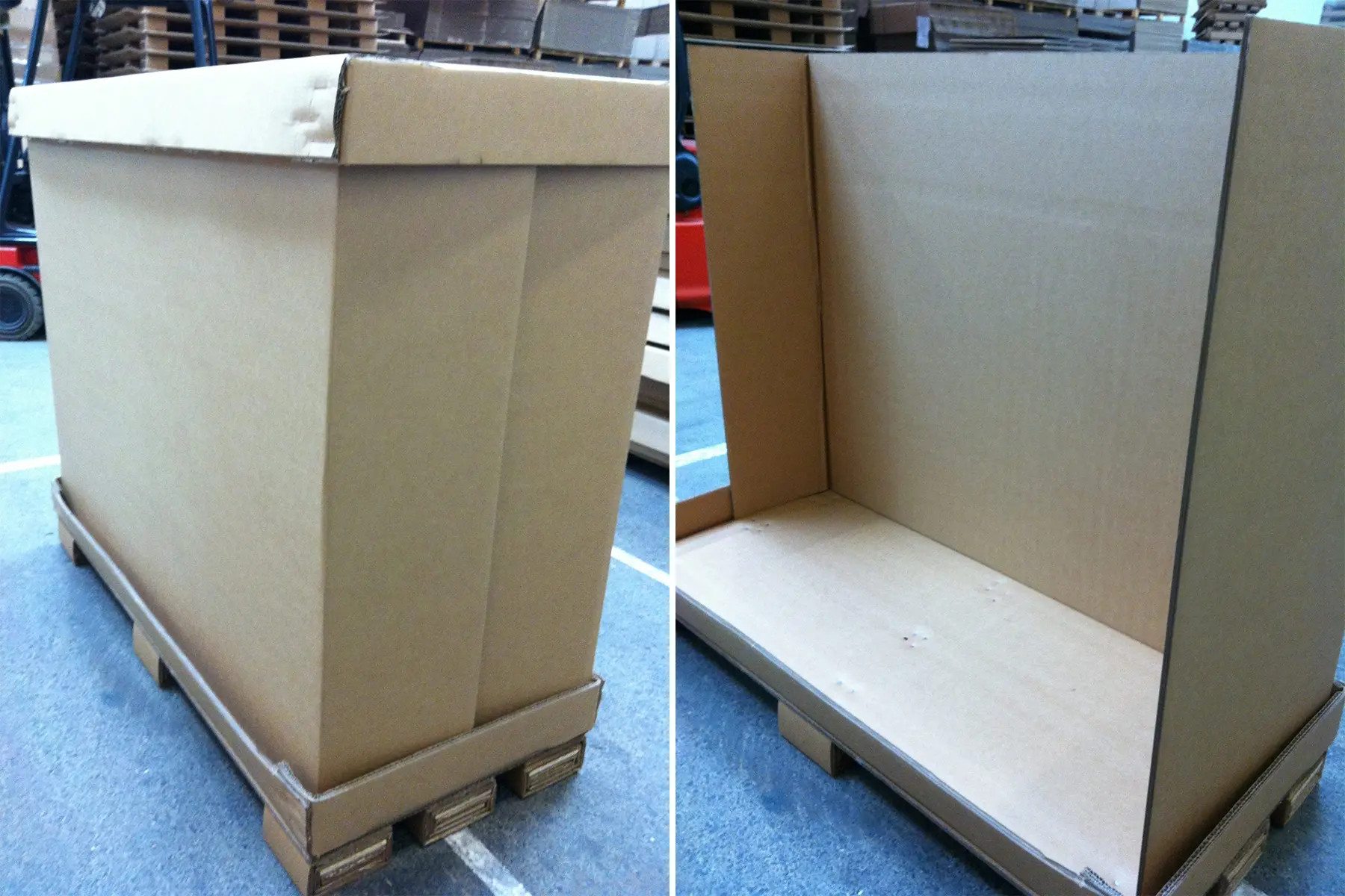 Caisse palette avec mur montée